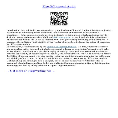 Fice Of Internal Audit