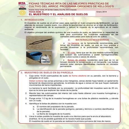 Ficha técnica 3.   muestreo y anaílisis de suelos