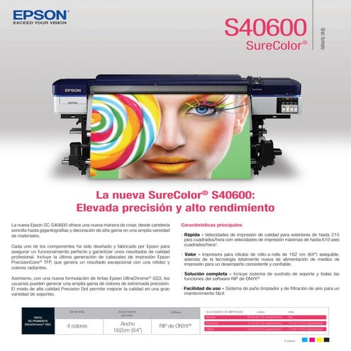 Ficha datos maquina epson surecolor s40600 | PDF
