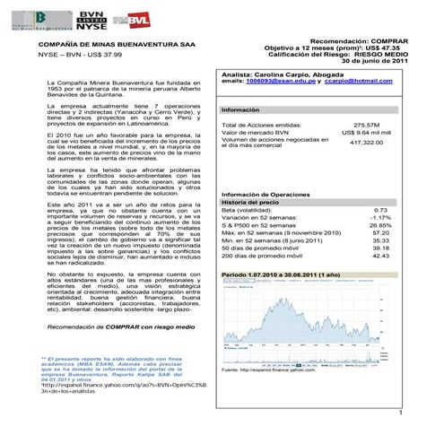 Ficha   Mina Buenaventura - Carolina Carpio 30.06.2011