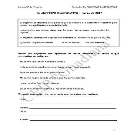 Ficha teoriá y repaso adjetivos