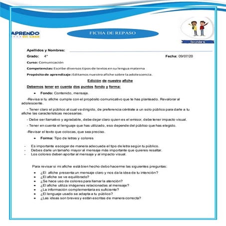 Ficha 14 presentamos el afiche