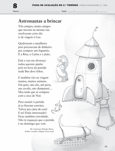 Ficha avaliação GN e GV, 3º ano