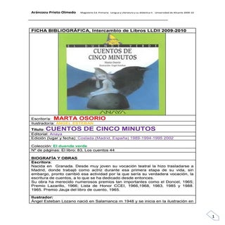 Ficha BibliográFica.Cuentos De Cinc...