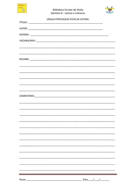 Ficha Dominio B - leitura e literacia