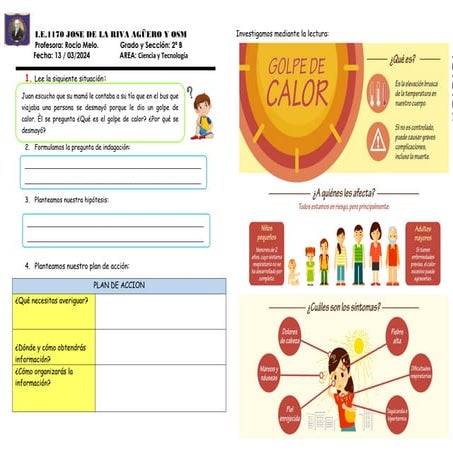 FICHA CIENCIA GOLPE DE CALOR, PARA PRIMARIA | DOCX