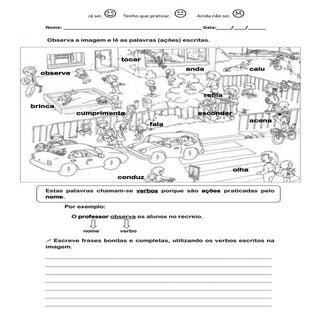 Ficha com verbos e frases