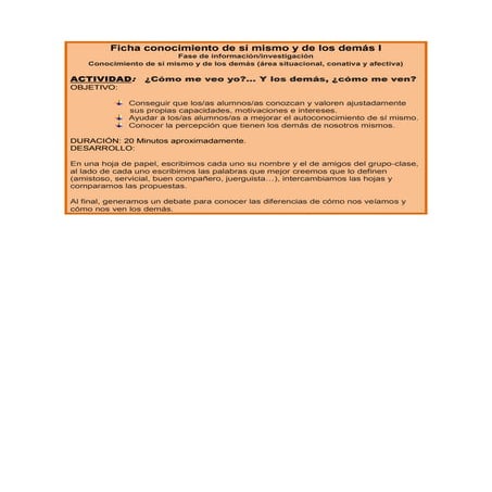 Ficha conocimiento de sí mismo y de los demás i | PDF
