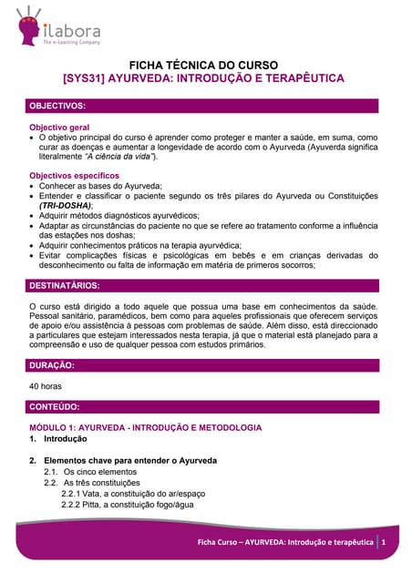 Curso ayurveda introdução e terapêu...
