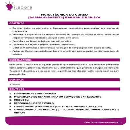 Curso online de barman e barista | PDF