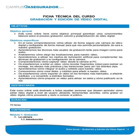 Ficha curso de Programación en Lenguaje HTML5 | DOCX