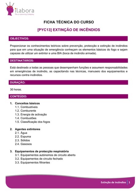 Curso extinçao de incendios