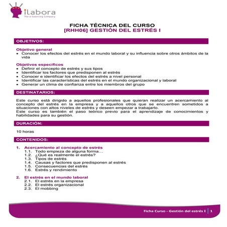 Curso Autocuidado y Manejo Del Estres Laboral | PDF