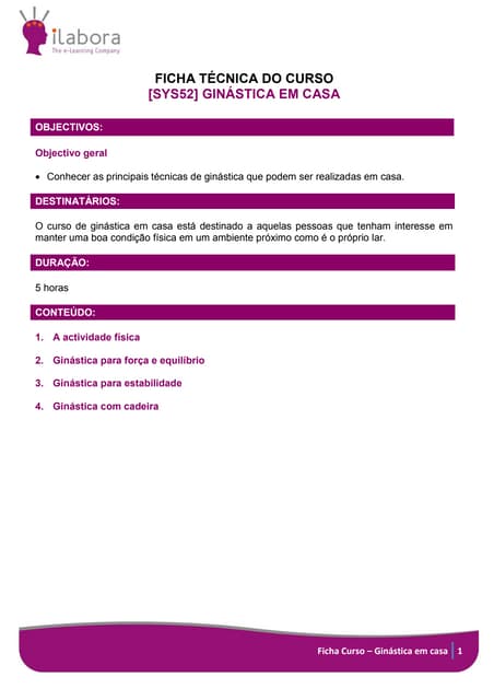 Curso ginastica em casa