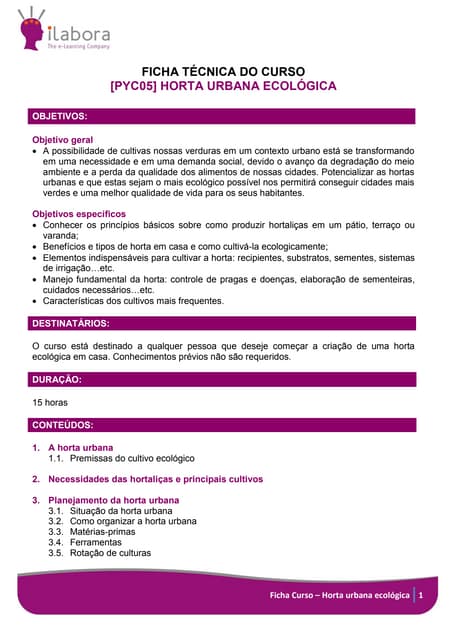 Curso horta urbana ecológica