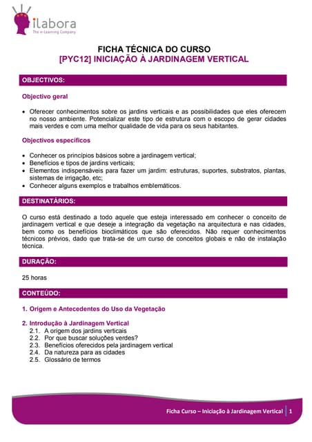 Curso iniciacao a jardinagem vertical