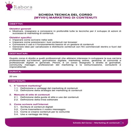 Ficha curso Marketing di Contenuti
