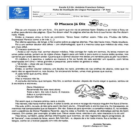 Ficha de avaliação 1ª