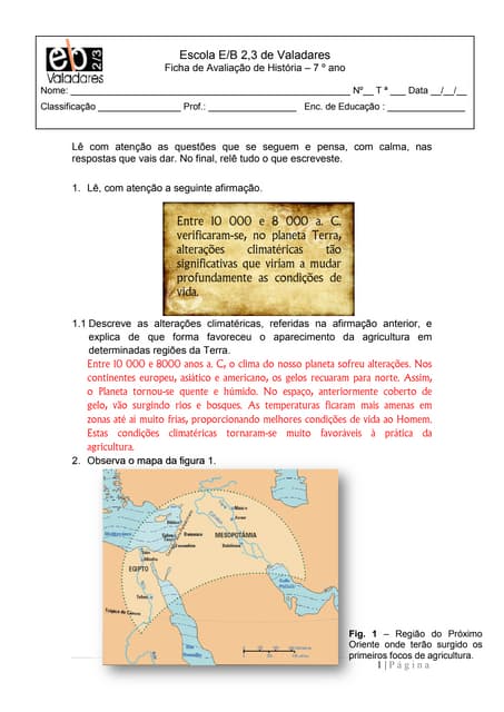 Correção da Ficha de avaliação 2 