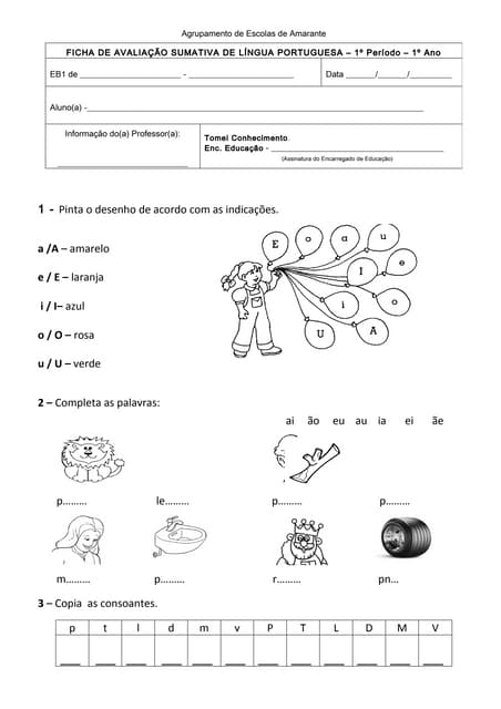 Ficha De Avaliao Trimestral De Portugus 3 Ano 2 De Web ViewMATRIZ DAS