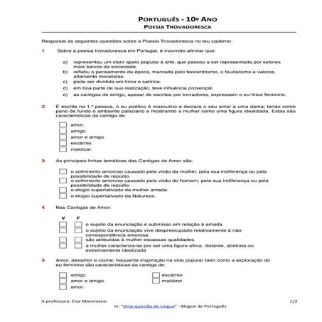 Poesia Trovadoresca - consolidação 