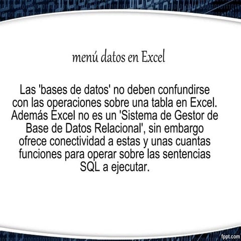 Ficha de datos de excel