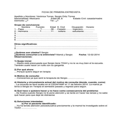 Ficha de Entrevista