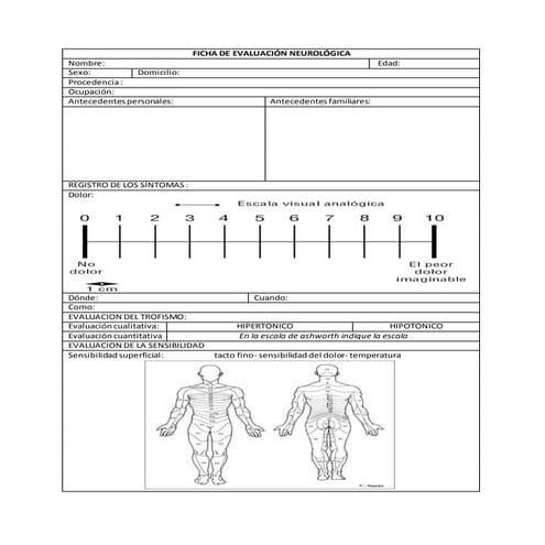 ficha de evaluación neurologica