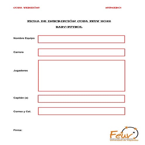 Ficha de inscripción copa feuv 2012