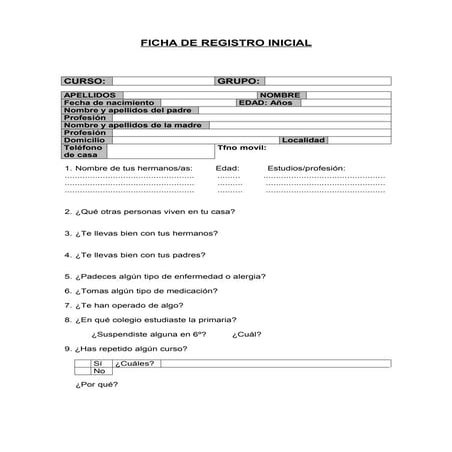 Ficha del alumno