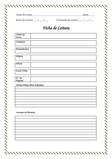 Modelo de ficha de leitura | PDF