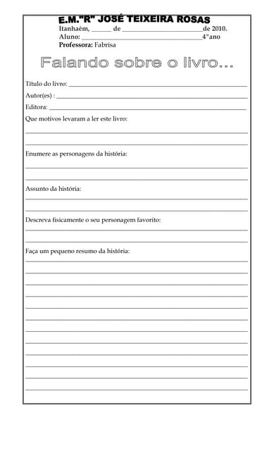 Ficha de leitura da fabrisa