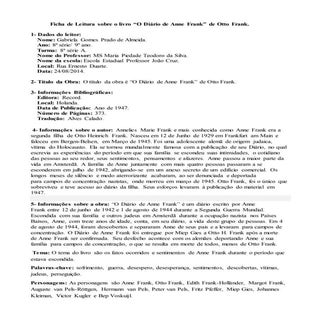 Ficha de leitura sobre o livro "O D...