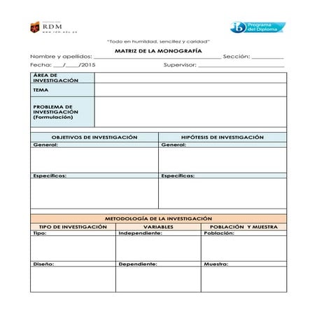 MATRIZ DE LA MONOGRAFIA
