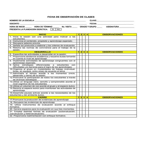 Ficha de observacion clase