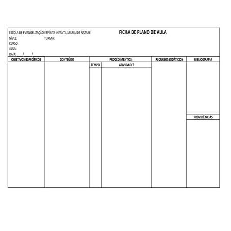Modelo Ficha de plano de aula para impressão | PDF