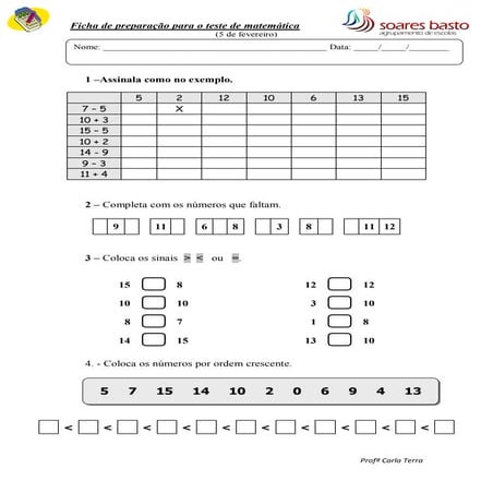 Ficha de preparação para o teste de matemática   janeirok