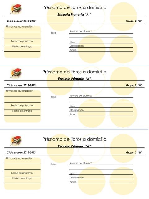 Ficha de prestamo de libros a domic...