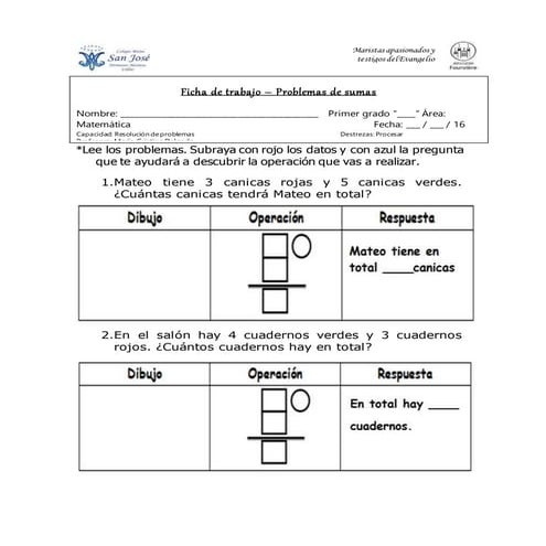 Hojas De Trabajo Con Problemas De Resta Para Primer Grado Cuaderno De