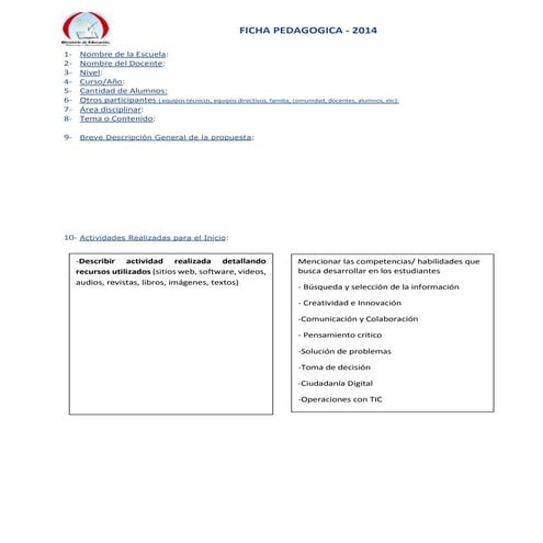 Ficha de relevamiento de....