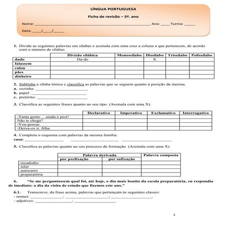 Ficha de revisão