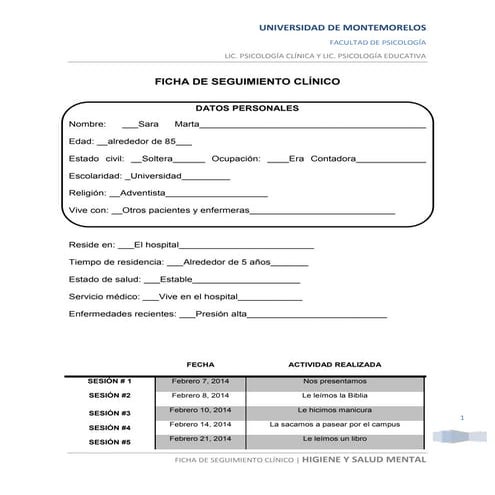 Ficha de seguimiento clínico