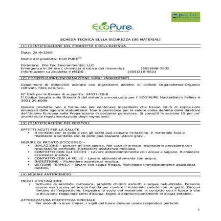 Ficha de segurança Ecopure