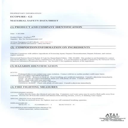 Ficha de segurança  ECOPURE G2