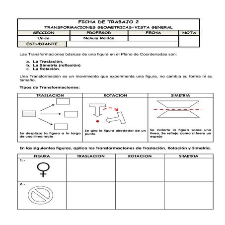 Ficha de trabajo 2  transformaciones -vista general