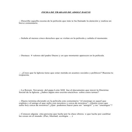 Ficha De Trabajo De Adolf Daens