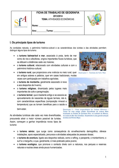 Tipos de turismo - Geografia 