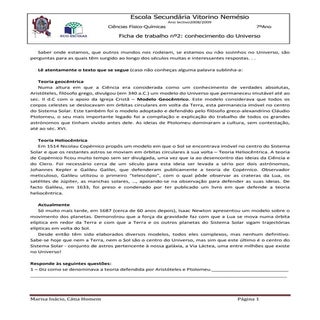 Ficha de trabalho 2 - FQ