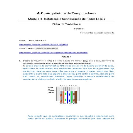 Ficha de trabalho 4  ferramentas e acessórios de redes