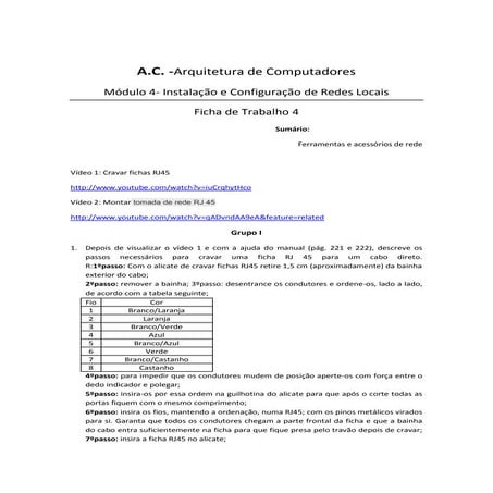 Ficha de trabalho 4  ferramentas e acessórios de redes